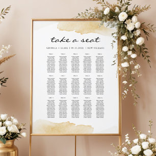 Poster Plan de table de mariage à l'aquarelle jaune NOLA