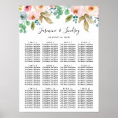 Poster Plan de table de mariage à l'aquarelle pastel (Devant)