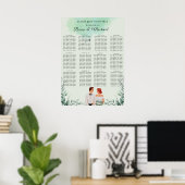 Poster Plan de table de mariage à l'aquarelle verte perso (Bureau à domicile)
