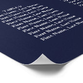 Poster Plan de table de mariage à monogramme bleu marine (Coin)