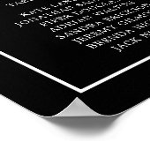 Poster Plan de table de mariage à monogramme noir simple (Coin)