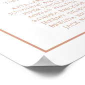 Poster Plan de table de mariage à monogramme rose simple (Coin)