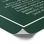 Poster Plan de table de mariage à monogramme vert forêt s (Coin)