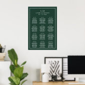 Poster Plan de table de mariage à monogramme vert forêt s (Bureau à domicile)