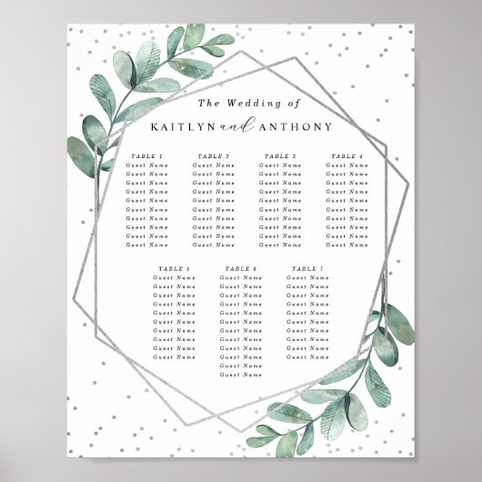 Poster Plan de table de mariage à motif géométrique d'euc (Devant)