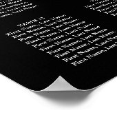 Poster Plan de table de mariage à verdure noir et blanc (Coin)