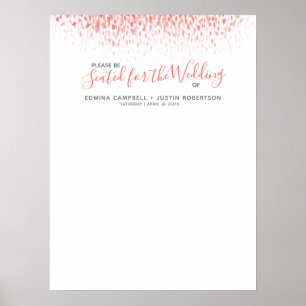 Poster Plan de table de mariage abstrait aquarelle corail