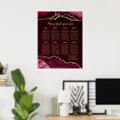 Poster Plan de table de mariage Agate Or Rouge 8 tables (Bureau à domicile)