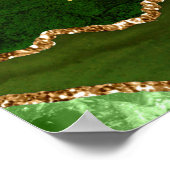 Poster Plan de table de mariage Agate Or Vert 12 tables (Coin)