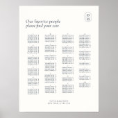 Poster Plan de table de mariage alphabet chic monogramme (Devant)