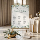 Poster Plan de table de mariage Alphabet Élégant Vert