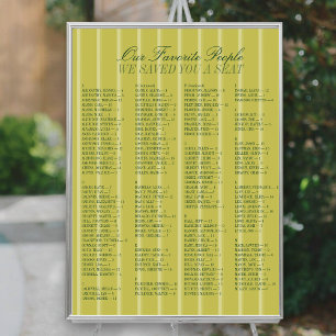 Poster Plan de table de mariage alphabétique Chartreuse