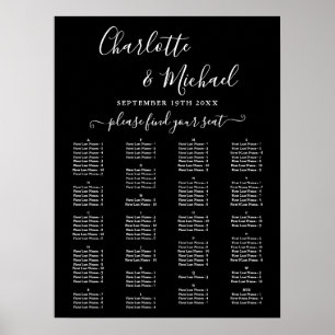 Poster Plan de table de mariage alphabétique élégant