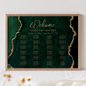 Poster Plan de table de mariage alphabétique en Agate Ver