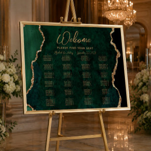Poster Plan de table de mariage alphabétique en Agate Ver
