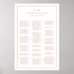 Poster Plan de table de mariage alphabétique en rose gold