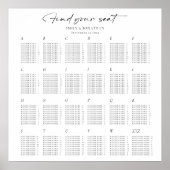 Poster Plan de table de mariage alphabétique minimaliste (Devant)