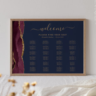 Poster Plan de table de mariage alphabétique Navy Bourgui