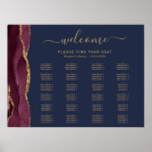 Poster Plan de table de mariage alphabétique Navy Bourgui (Devant)