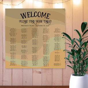 Poster Plan de table de mariage alphabétique Rétro Terreu