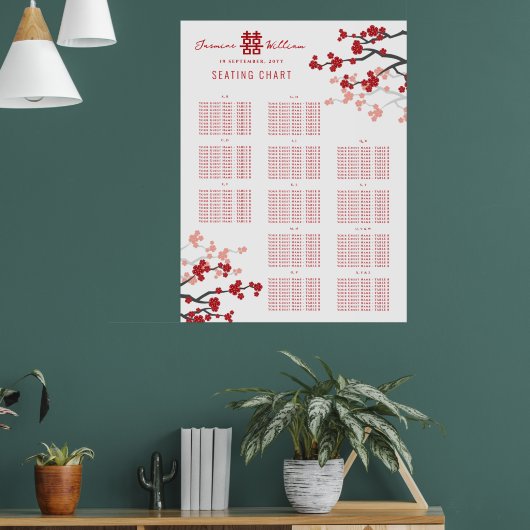 Poster Plan de table de mariage asiatique Double Xi Ceris (Salon 1)