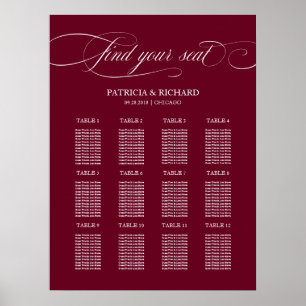 Poster Plan de table de mariage au Bourgogne Marsala 12 T