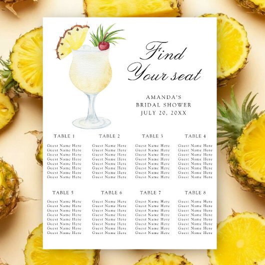 Poster Plan de table de mariage au cocktail d'ananas