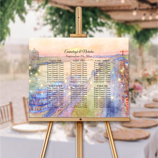 Poster Plan de table de mariage au coucher du soleil sur 