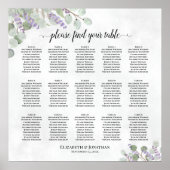Poster Plan de table de mariage au eucalyptus et lavande (Devant)