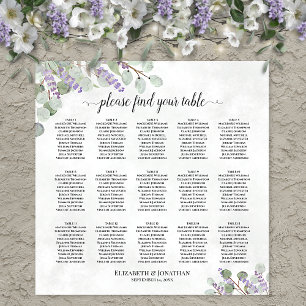 Poster Plan de table de mariage au eucalyptus et lavande