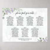 Poster Plan de table de mariage au lavande et eucalyptus (Devant)