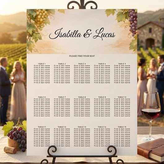Poster Plan de table de mariage au vignoble de Napa Valle