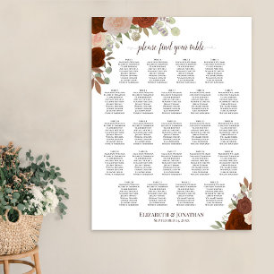Poster Plan de table de mariage automnal rustique avec ro