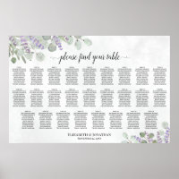 Plan de table de mariage aux 26 tables Lavande Euc