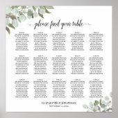 Poster Plan de table de mariage aux feuilles d'eucalyptus (Devant)