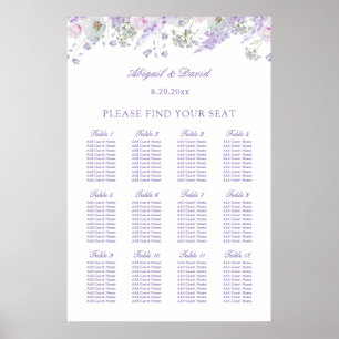 Poster Plan de table de mariage aux fleurs de lilas