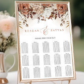 Poster Plan de table de mariage aux fleurs de terre cuite