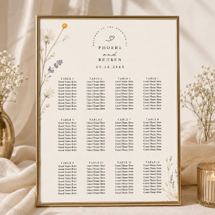 Poster Plan de table de mariage aux fleurs sauvages éléga