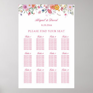 Poster Plan de table de mariage aux fleurs sauvages fraîc