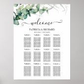 Poster Plan de table de mariage avec 12 tables et verdure (Devant)