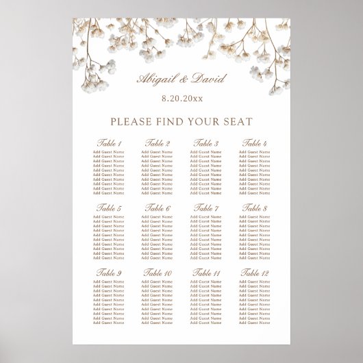 Poster Plan de table de mariage avec Baby's Breath séchée (Devant)