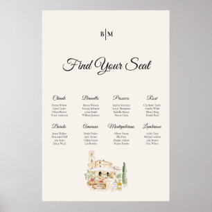 Poster Plan de table de mariage avec carte de Toscane et 