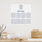 Poster Plan de table de mariage avec corde d'ancre de cœu (Cuisine)