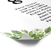 Poster Plan de table de mariage avec feuillage vert sauge (Coin)