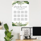 Poster Plan de table de mariage avec feuilles de verdure (Bureau à domicile)