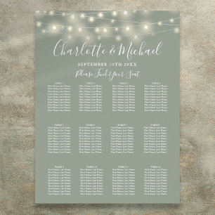 Poster Plan de table de mariage avec guirlande lumineuse 