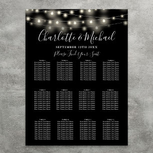 Poster Plan de table de mariage avec guirlandes lumineuse