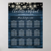 Poster Plan de table de mariage avec guirlandes rustiques (Devant)