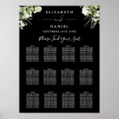Poster Plan de table de mariage avec verdure noir et blan (Devant)