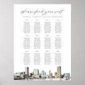 Poster Plan de table de mariage avec vue sur BALTIMORE (Devant)